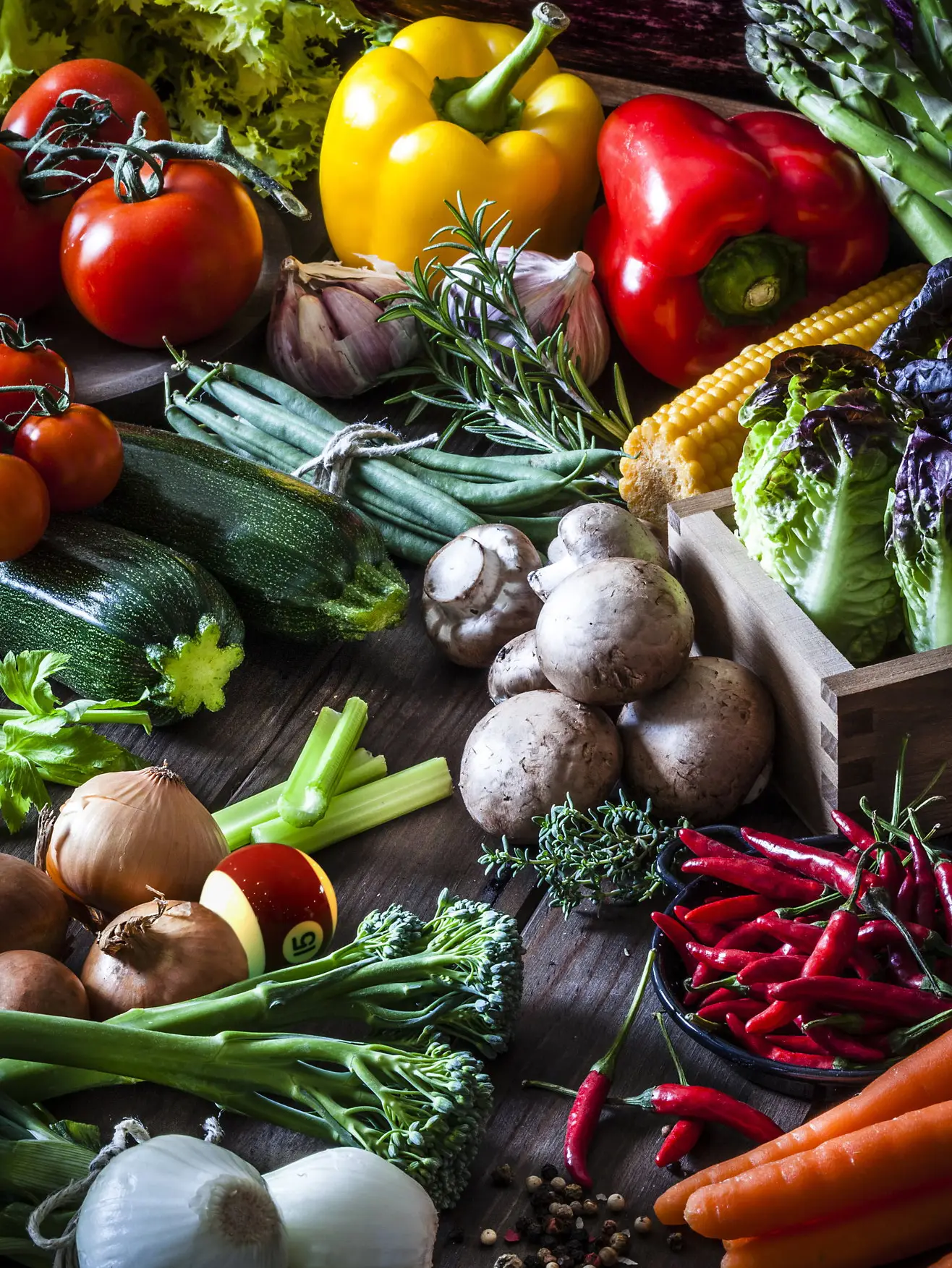 Verduras frescas para relleno más ligero