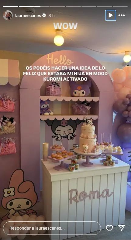 Laura Escanes comparte por stories la decoración de la fiesta del 6º cumpleaños de su hija Roma