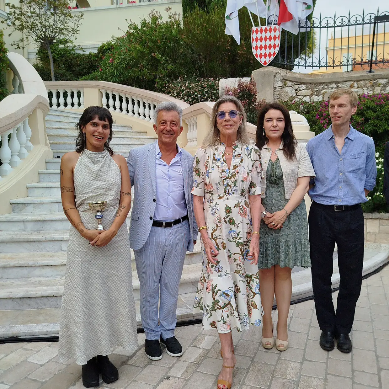 Carolina de Mónaco con un vestido camisero.