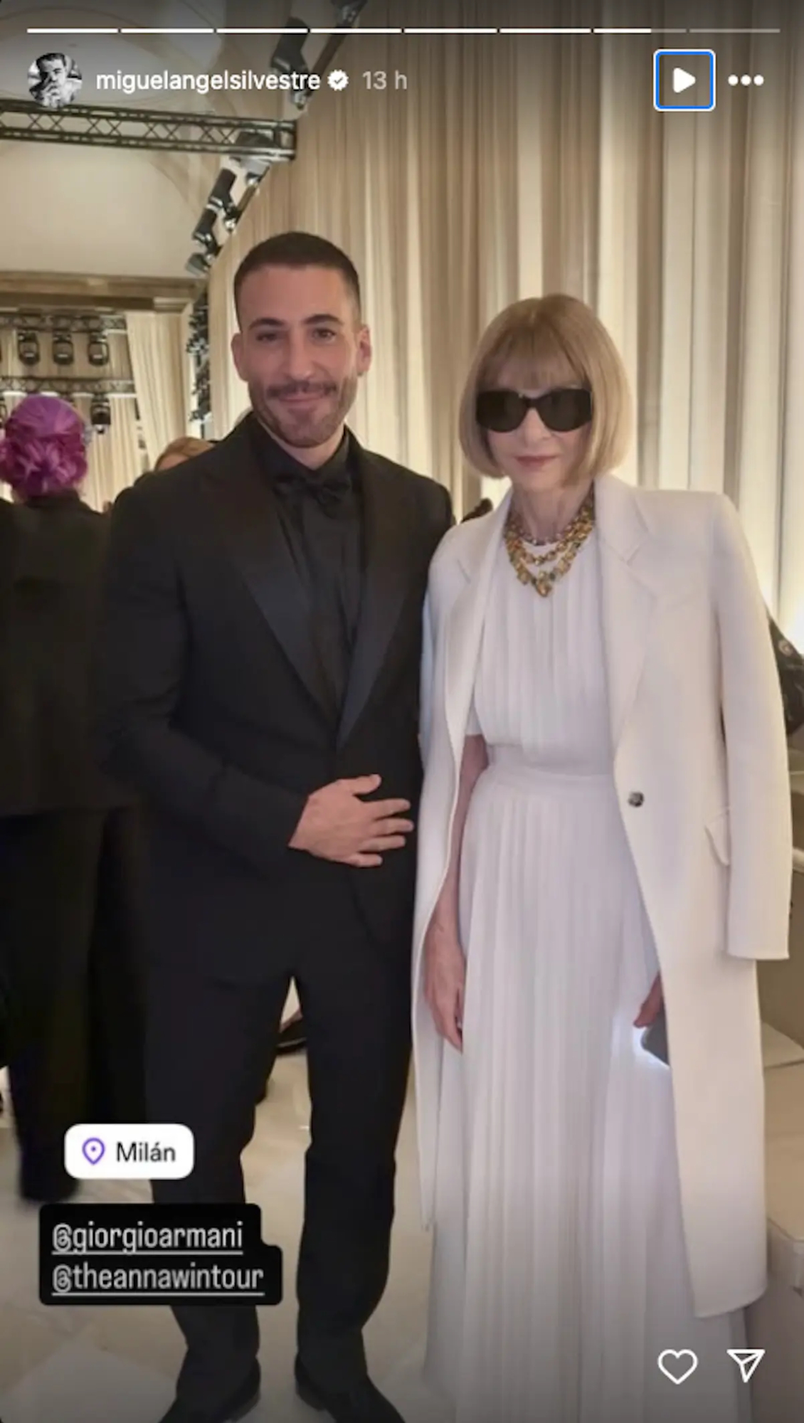 Miguel Ángel Silvestre con Anna Wintour