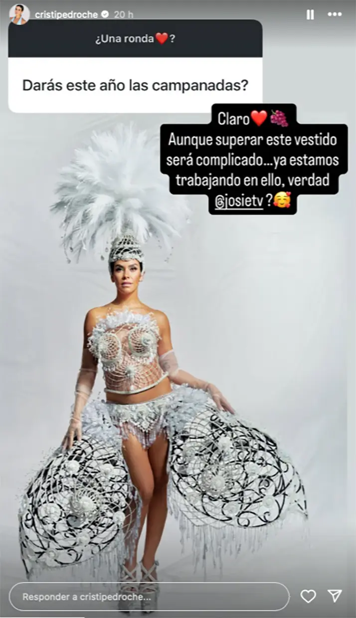 Cristina Pedroche en un story sobre sus vestios de las campanadas