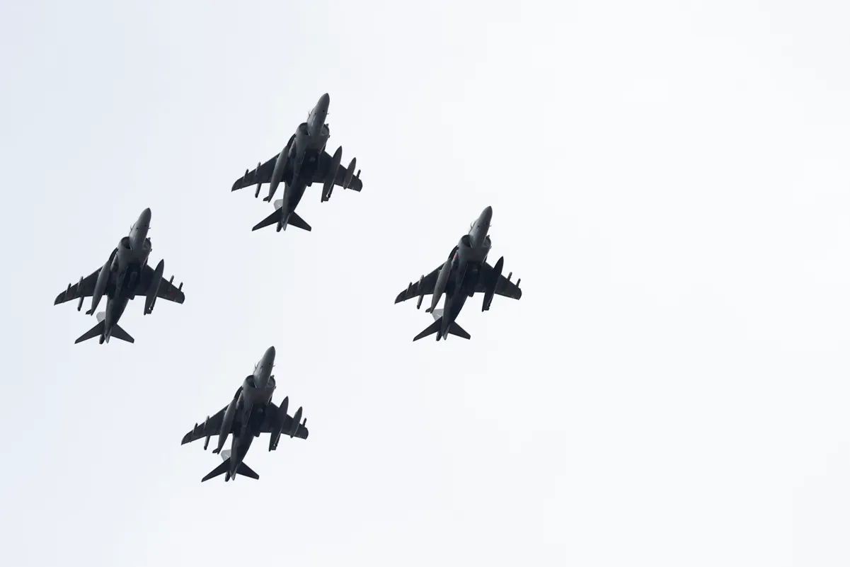Vista de los aviones del Ejército del aire durante el desfile de las Fuerzas Armadas