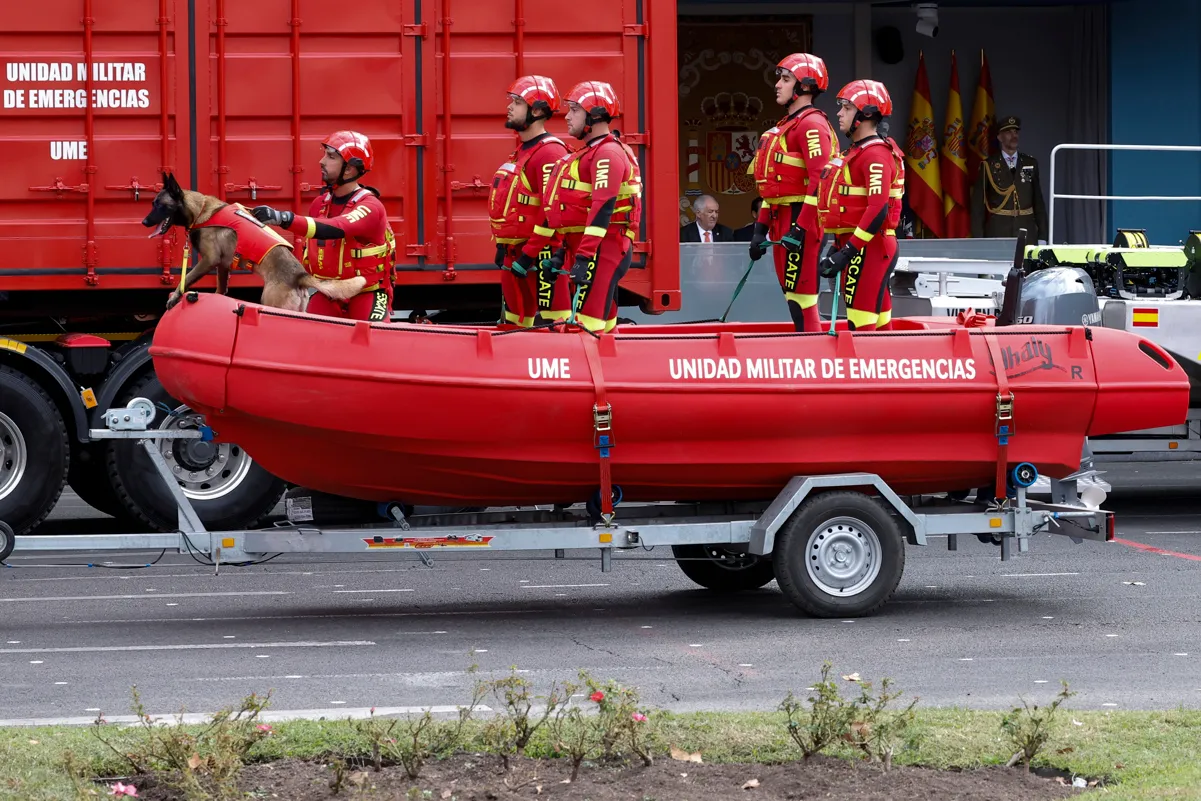 La Unidad Militar de Emergencias (UME) durante el desfile de las Fuerzas Armadas