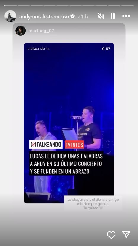 Andy comparte en redes mensajes con indirectas a Lucas.