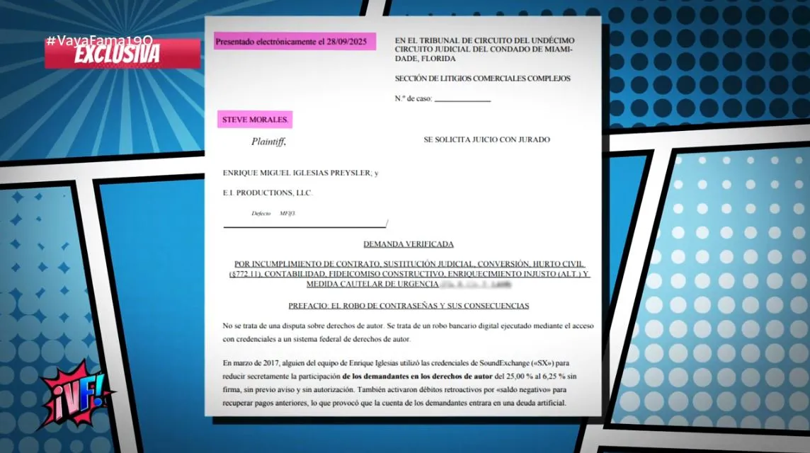 El productor Steve Morales ha demandado a Enrique Iglesias.