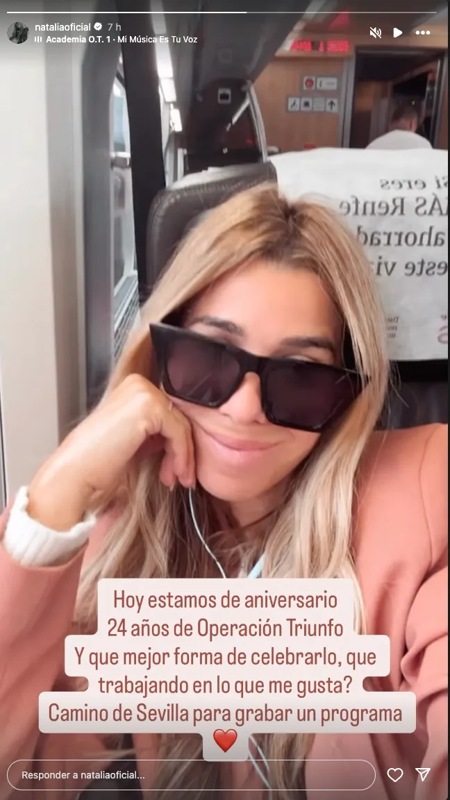 Natalia Rodríguez celebra por stories el 24º aniversario de OT1