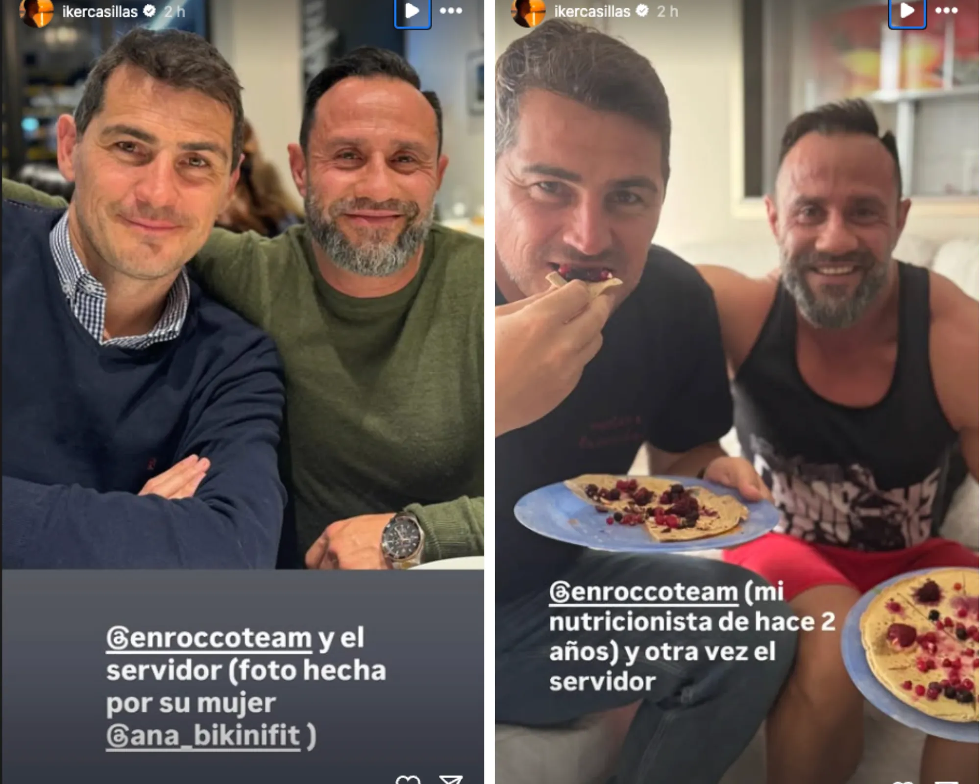 Iker Casillas en un collage aclarando quién es Ana, mujer de su nutricionista, con quien la han relacionado