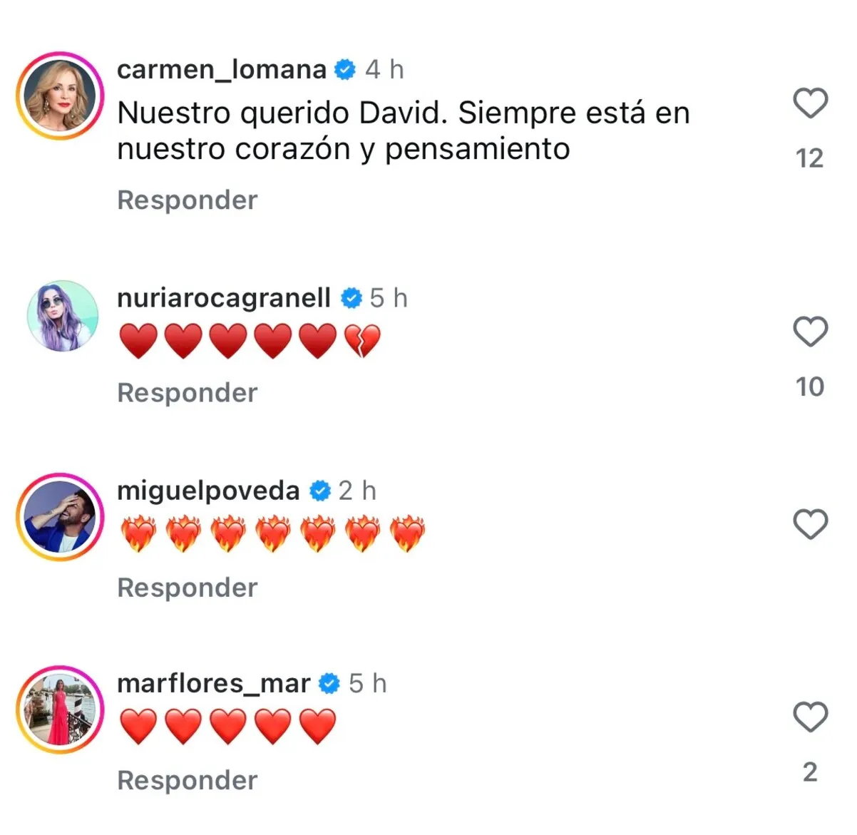 Comentarios en la publicación de Bibiana Fernández con David Delfín