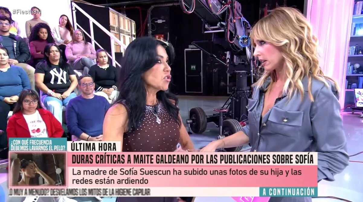 Maite Galdeano y Emma García en el programa de 'Fiesta'