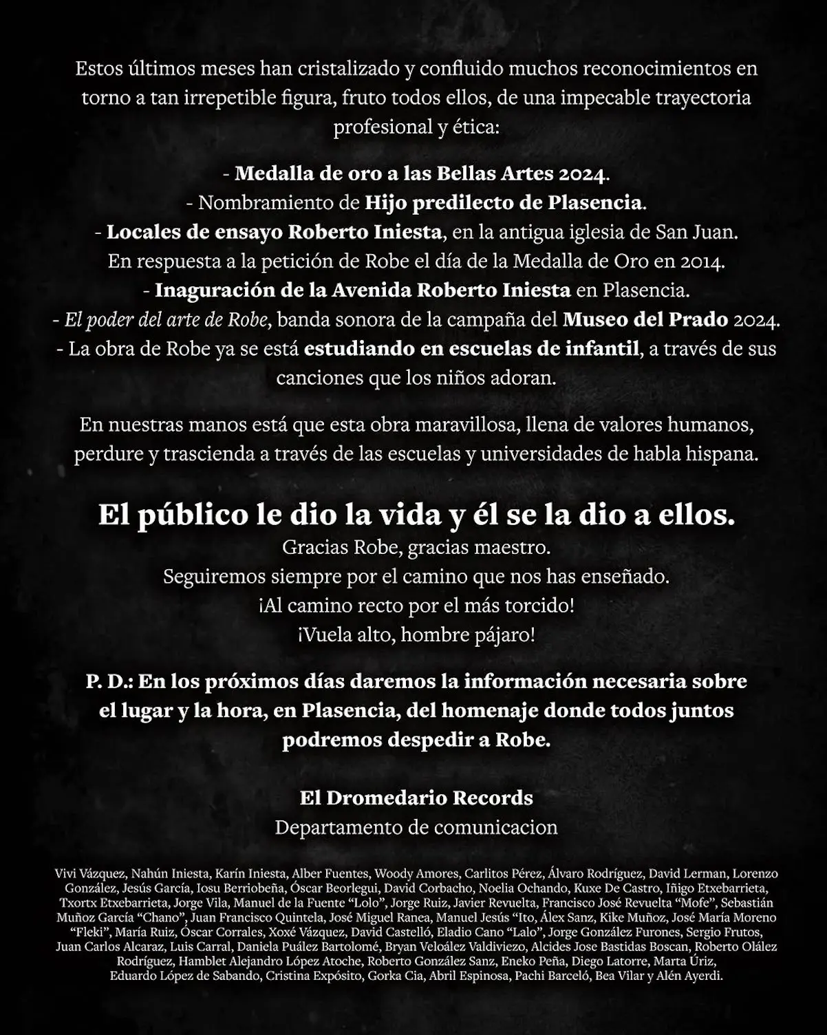 Comunicado Muerte  Robe 2