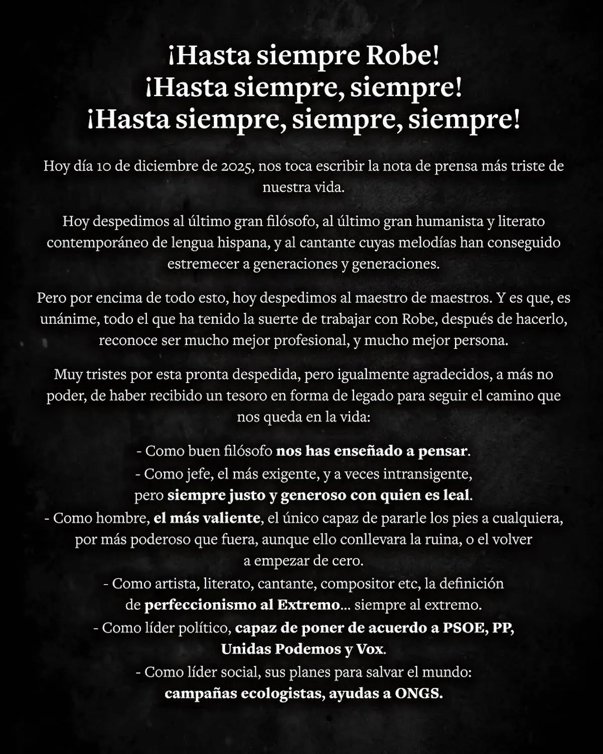 Comunicado Muerte  Robe 2